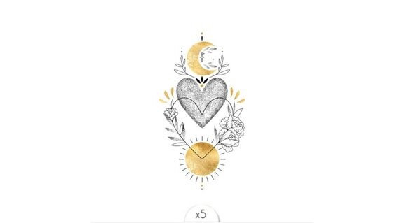 Tatouage Lune. cœur. soleil