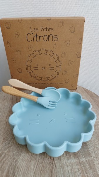 Set repas couverts et assiette Lion Bleu