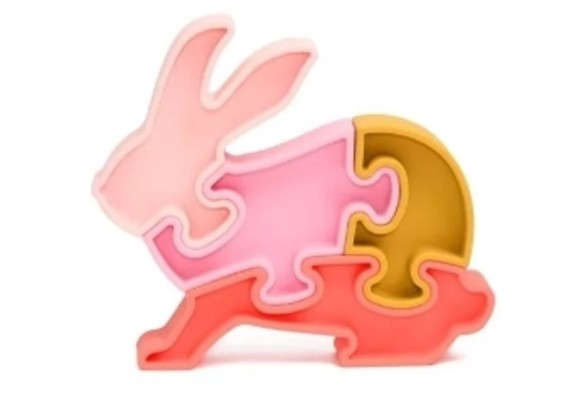Puzzle 3D Lapin rose/corail silicone