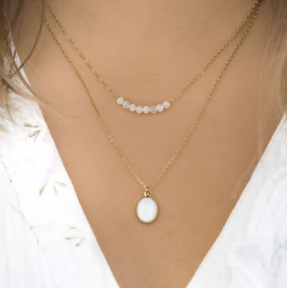 Collier double rang PIERRE DE LUNE