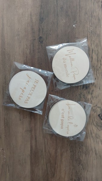 Dessous de verres personnalisés en bois x2