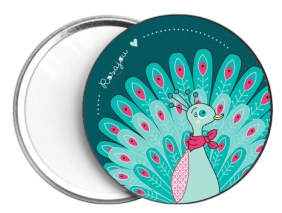 Miroir de poche paon