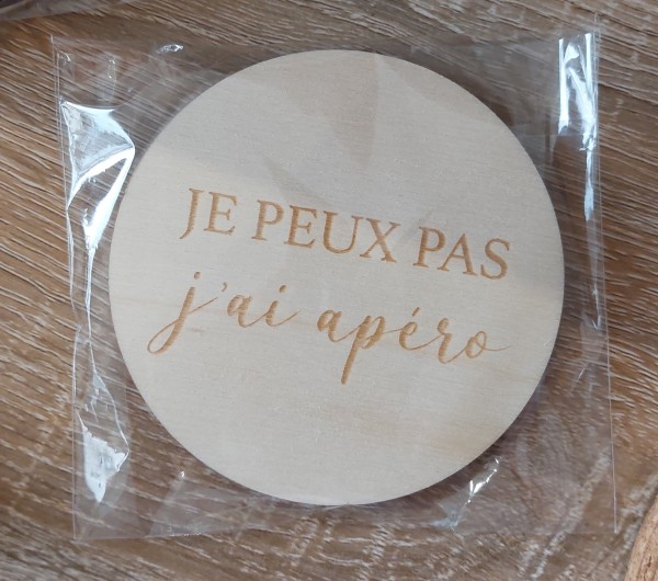 Dessous de verres personnalisés en bois x2