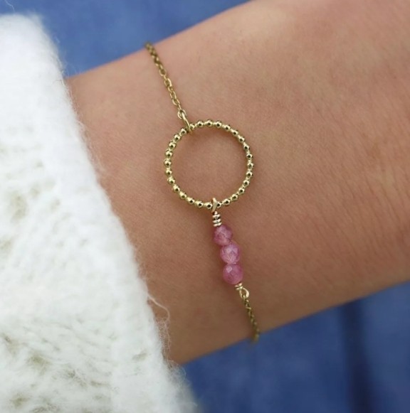 Bracelet doré, Tourmaline et cercle
