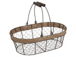 Panier ovale en métal aspect vieilli et corde